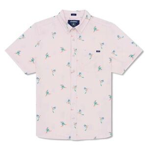 Chubbies Parrot Party Short Sleeve Button Down Shirt. Medium